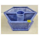 Blue Ceramic Patio Table Umbrella Planter