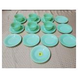 Fire-King (6) Jadite Cups & Extra Saucers Lot