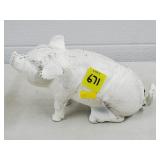 Cast Iron White Pig Statue, 8" Width