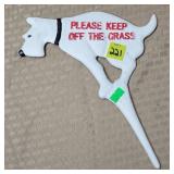 Cast Iron Dog "Please Keep Off The Grass" Sign