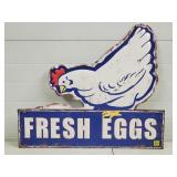 Fresh Egg Embossed Metal Sign
