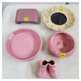 Lot of Royal Haeger Muave Pink Bowls, Pink Shoe
