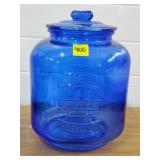 10" H Cobalt Blue Glass Mr. Peanut Jar