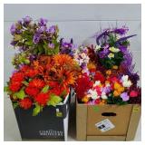 2 Boxes of Faux Flowers