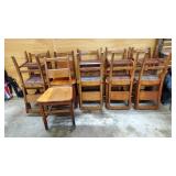 Lot of 10 Vtg Wood DIning Chairs w/ Metal Wire