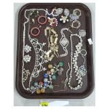 Tray Lot of Assorted Vintage Costume Jewelry