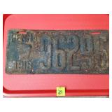 Metal 1918 Penna License Plate