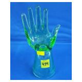 Green Depression Glass Display Hand/ Ring Holder
