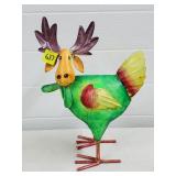 12" H Moose/Chicken Tin Metal Statue