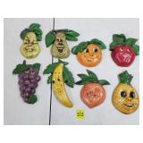 Vintage Anthropomorphic Fruit Wall Plaques