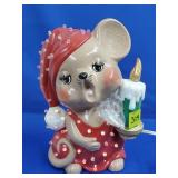 Ceramic Xmas Mouse Light Up Decoration