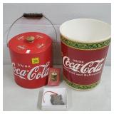 Coca Cola Ice Bucket, Bin & Pewter Ornament Lot