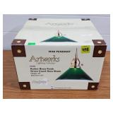 Mini Pendant Amber Brass Finish Green Cased Glass