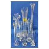 Vtg. Ruffled & Bud Clear Vases Lot