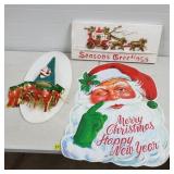 Lot of Vintage Christmas Santa & Xmas Signs