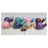 (8) Painted Ceramic Snails