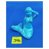 3" H Blue Cast Iron Mermaid Paperweight