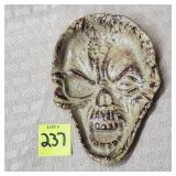 Cast Iron Skeleton Skull Brown Ashtray