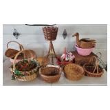 Large Lot of Picnic Baskets, Wicker Baskets,