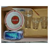 Lot of Coke Glasses, Bowls, Tin Lunchbox
