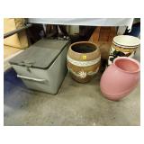 Norcold Tek II Cooler, Umbrella Stand, Planters