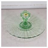 Green Depression Serving Platter w/ Handle