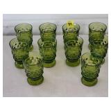 Lot of 10 Avocado Glass Goblets
