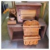 Owl Wood Planter Stand, Vintage Wood Boxes,