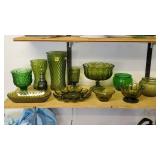 Lot of Vintage Avocado & Green Glassware