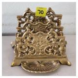 Vintage Brass Seashell Napkin Holder, Footed