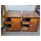 Pair of 2 Vtg Wood End Tables w/ White Knobs