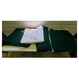 Lot of Green Afghan Blankets & White Quilt