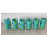 Lot of 6 Jeannettee MCM Turqouise & Green Chevron