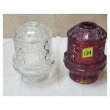 Lot of 2 Indiana Glass Stars & Bars Fair Lamps