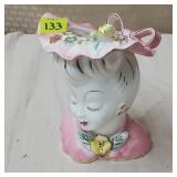 MCM Lefton Pink Lady Head Vase, Model PY541