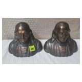 Pair of Ben Franklin Bronze Tone Metal Bookends