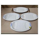 4 Vtg Corningware Blue Cornflower P-19 Oval Meat