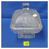 Jeannette Glass Clear Acorn & Oak Leafy Candy Dish