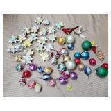 Lot of Vtg Glass Xmas Ornaments, Vtg Paper