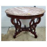 Antique Red Marble Top Parlor Table