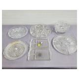 Vintage Pressed Glass Serving Ware Grouping