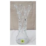 13" H Mundgeblasen Clear Art Glass Web Vase