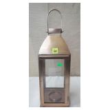 19 3/4" H Copper Plated Metal & Glass Lantern