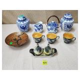 Japanese Oriental Ginger Jars, Teapot w/ Wicker