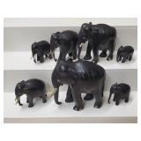 Lot of Ebony Wood Carved Elephants