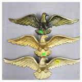Lot of 3 Vtg Cast Metal & Aluminum Eagle Plaques