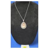 Coffee Jasper Pendant Necklace w/ Chain