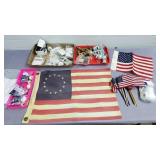 Grouping of USA Flags, Bald Eagle Finials,