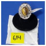 Tiger Eye Ring Size 6 German Silver Ring