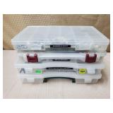 4 Plastic Organizers w/ Screws, Nails, Drill BIts